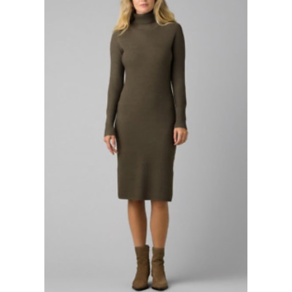 Prana Dresses & Skirts - Prana Sz M Figaro Turtleneck Knit Slit Side Midi Dress Long Sleeve Cozy Minimal